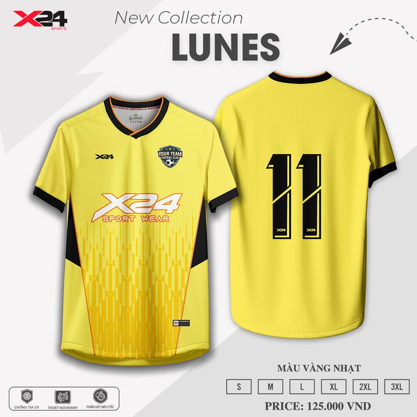 Áo Thể Thao X24 Sports LUNES – Vàng Nhạt Năng Động