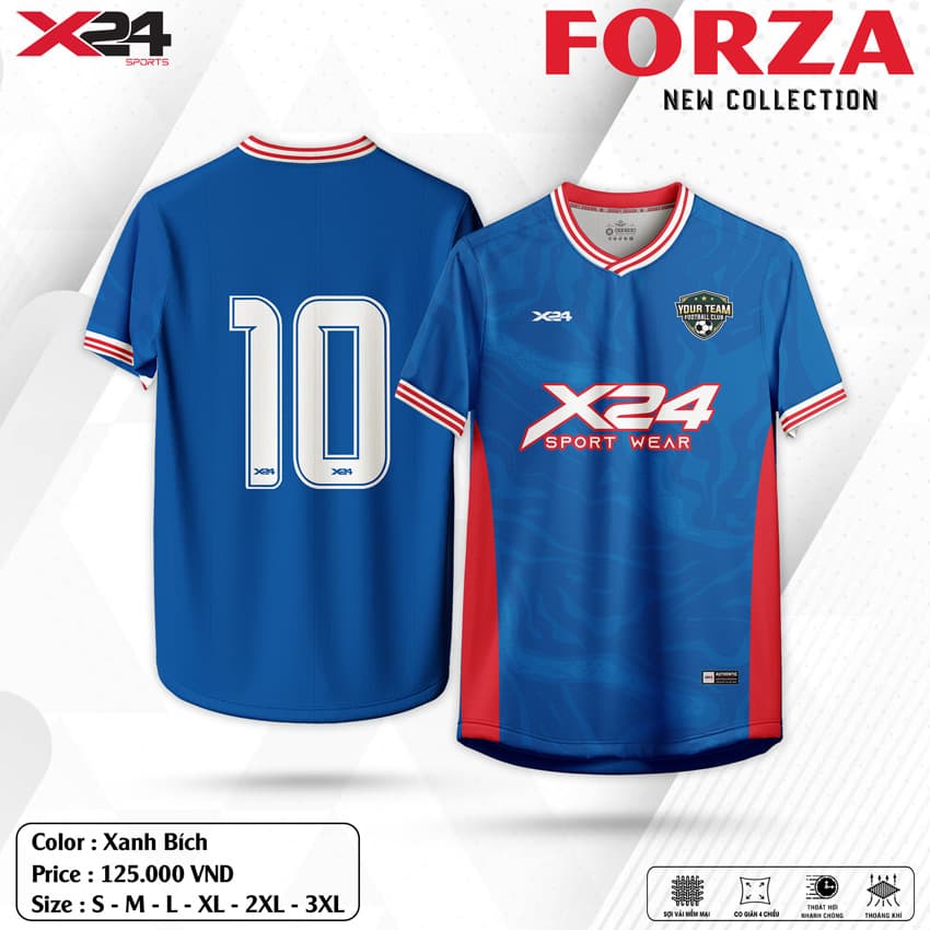 Áo thể thao X24 Forza xanh bích – Năng động & chuyên nghiệp