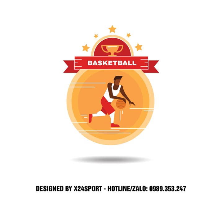 Logo Bóng Rổ Hiện Đại Màu Cam Vàng – Basketball Logo X24Sport