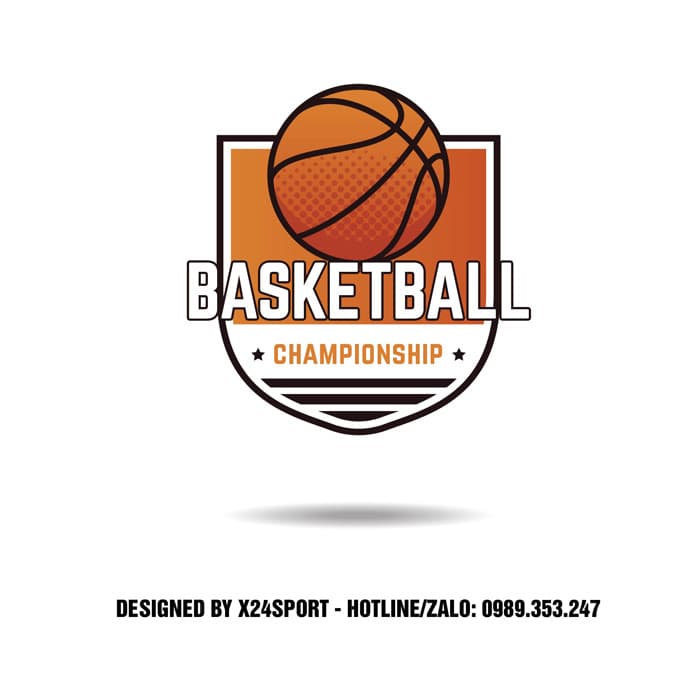 Logo Giải Bóng Rổ – Basketball Championship Cam Gradient Nổi Bật