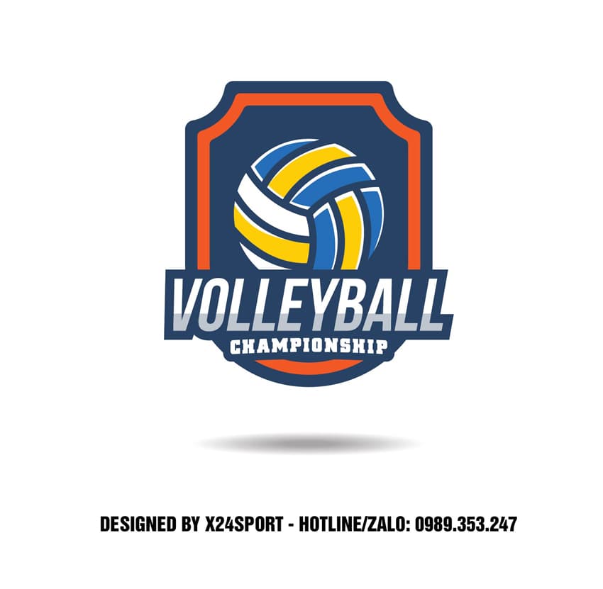 Logo Giải Bóng Chuyền Chuyên Nghiệp – Volleyball Championship Màu Vàng Xanh Cam