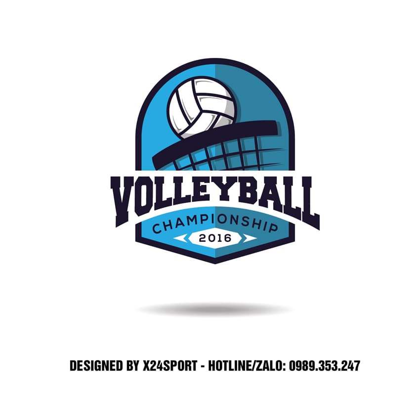 Logo Giải Bóng Chuyền Volleyball Championship 2016 – Tông Xanh Dương Chuyên Nghiệp