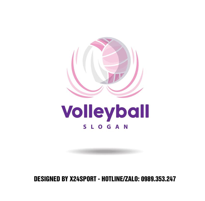 Logo Thể Thao Bóng Chuyền – Tông Hồng Tím Năng Động
