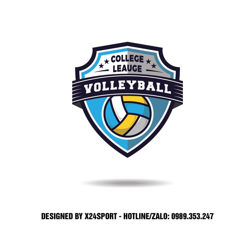 Logo Bóng Chuyền College League – Màu Xanh Dương Năng Động