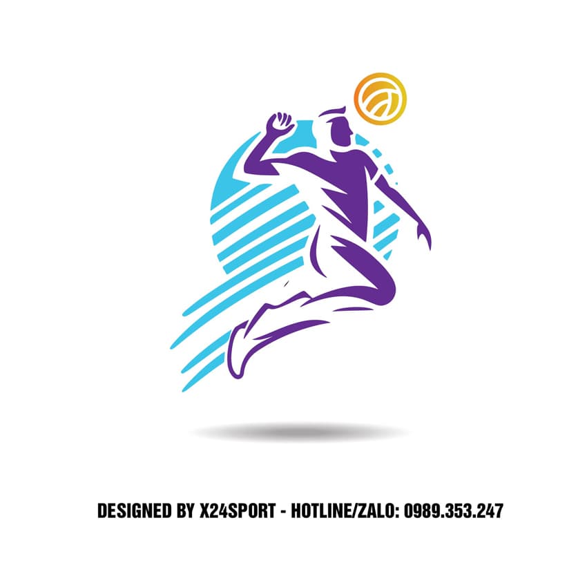 Logo Bóng Chuyền Tím Năng Động – Thiết Kế Thể Thao Ấn Tượng
