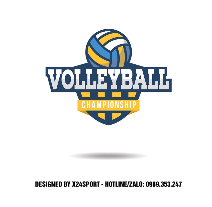 Logo Bóng Chuyền Championship Xanh Dương Vàng – Thiết Kế Mạnh Mẽ & Linh Hoạt