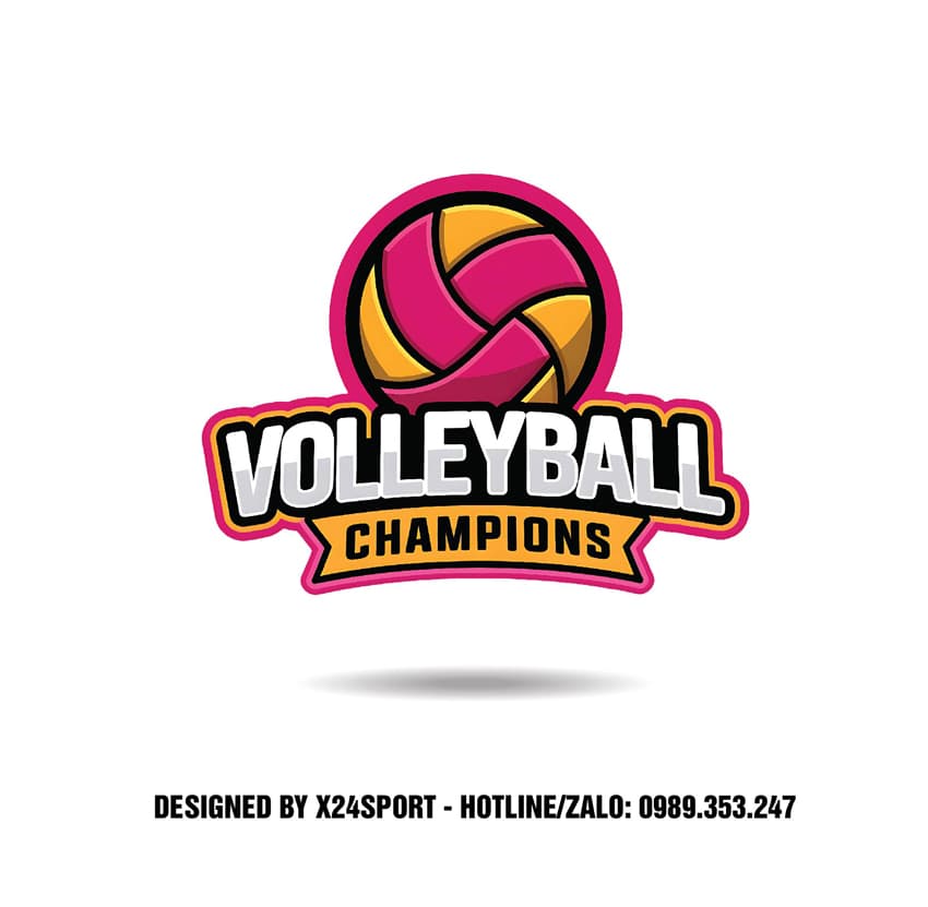 Logo Bóng Chuyền Volleyball Champions Hồng Đậm – Vàng Cam Nổi Bật