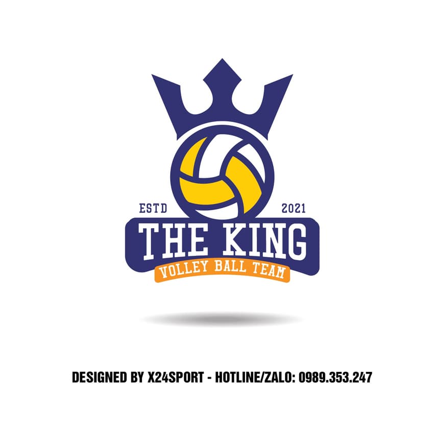 Logo Bóng Chuyền THE KING – Tím Đậm Quyền Lực & Năng Động