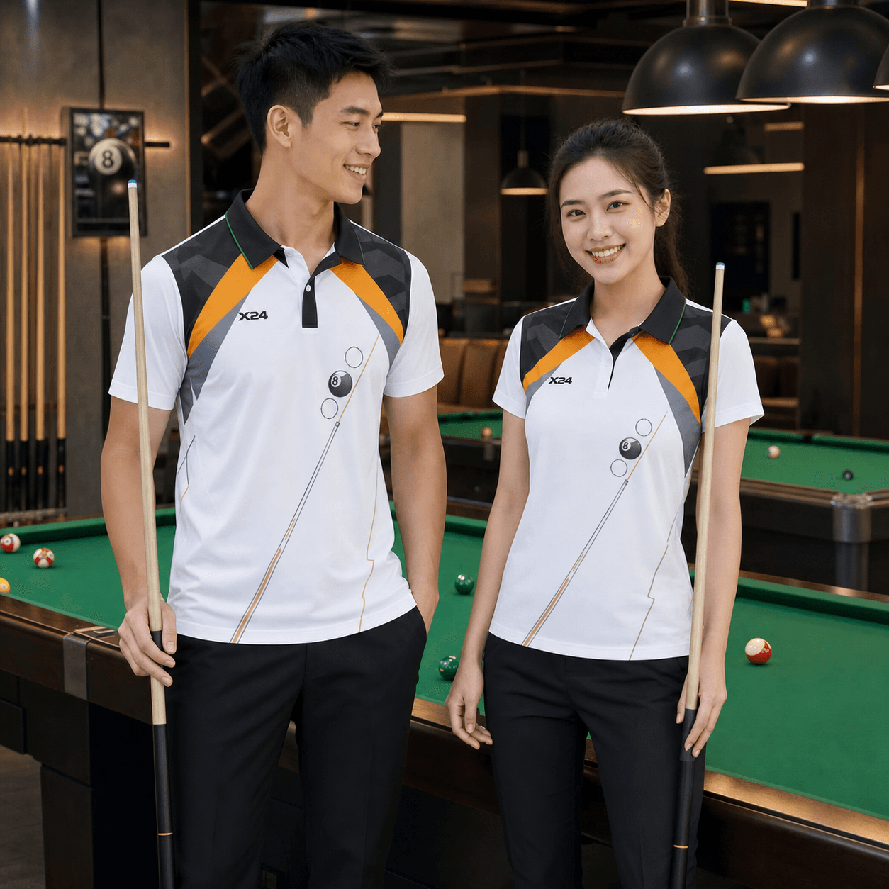 Áo bi-a X24 BA-541 Trắng Đen Xám