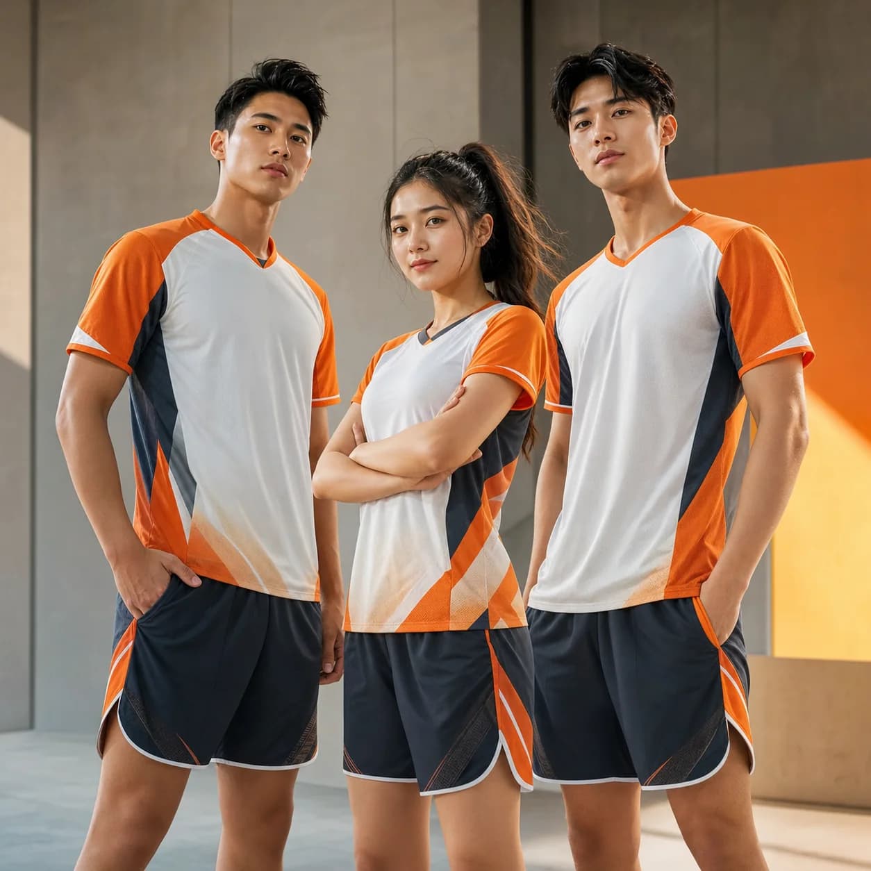 Đội nhóm trong bộ đồng phục thể thao thiết kế đồng bộ