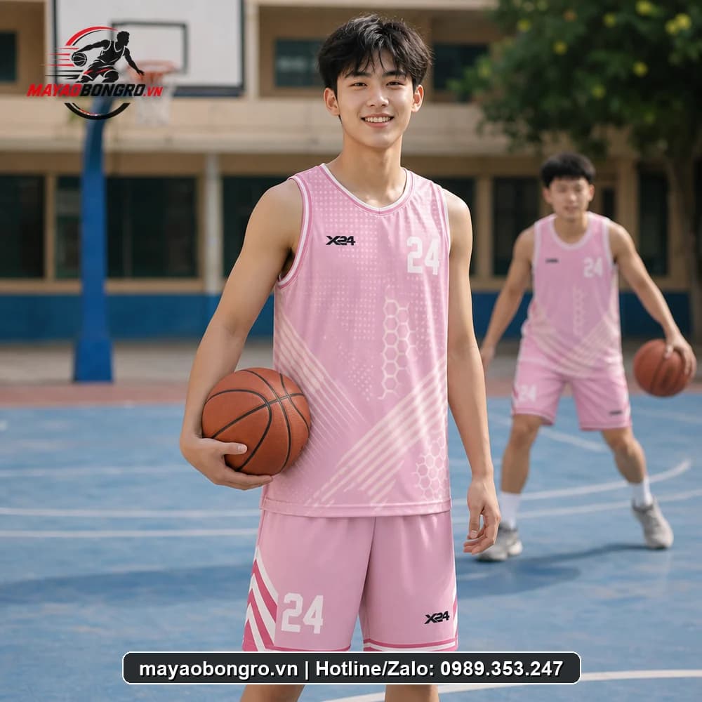 Mẫu bóng rổ Hồng Pastel Kiểu cho học sinh trung học phổ thông, người lớn.