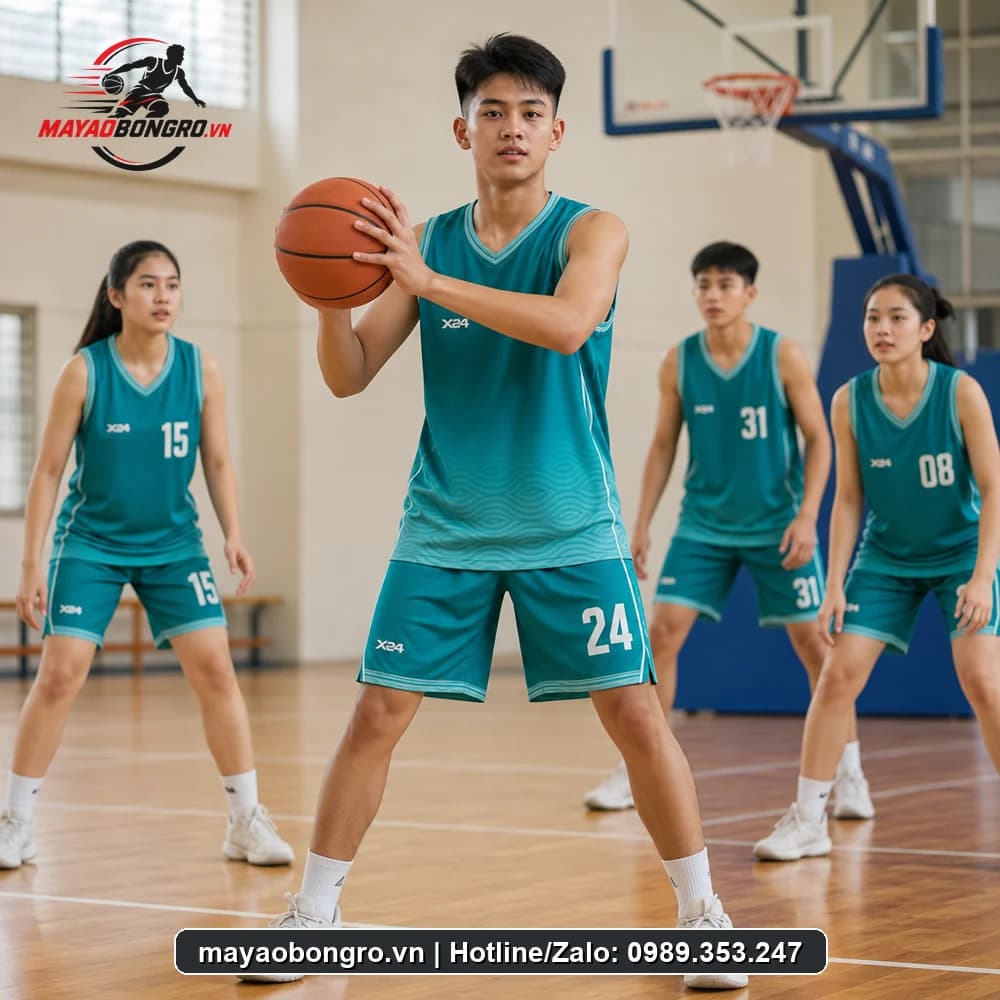 Mẫu bóng rổ Sports Xanh Lý cho học sinh.