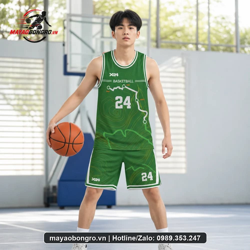 Mẫu bóng rổ Xanh Ve Chai cho học sinh trung học phổ thông, người lớn.