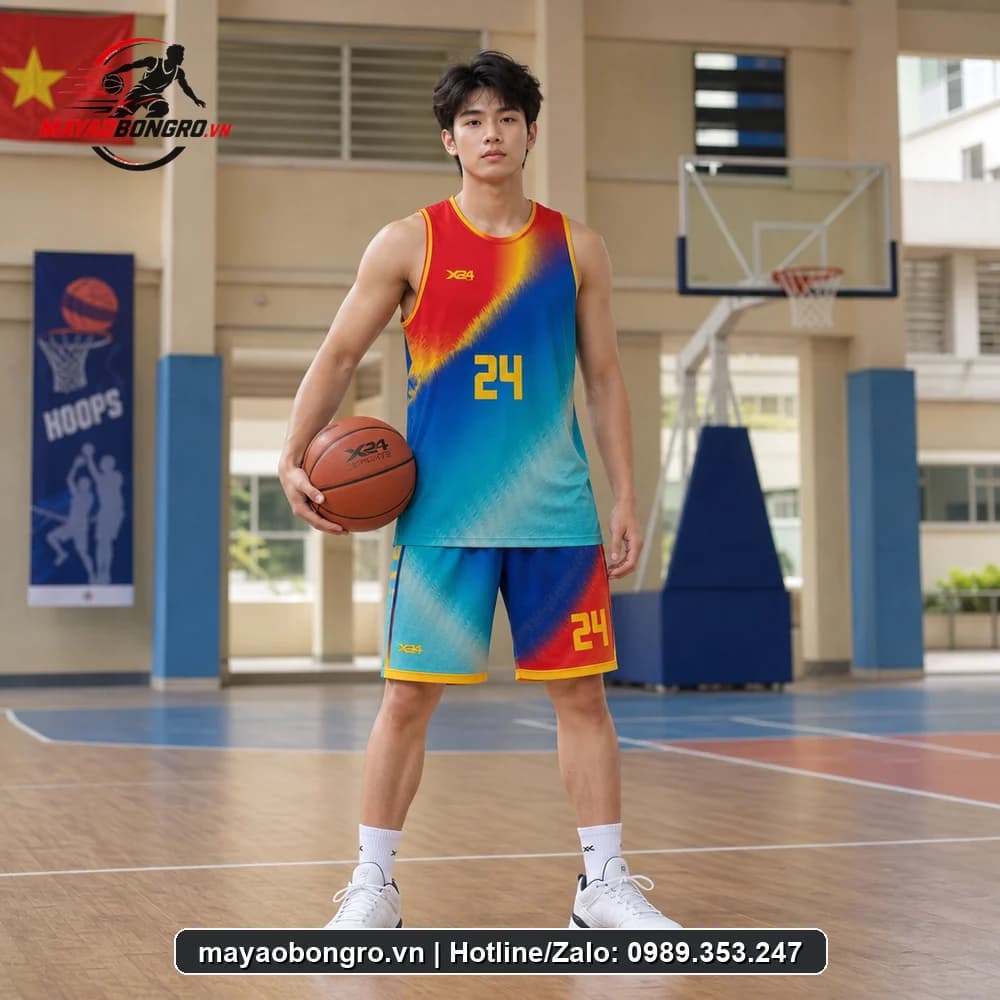 Mẫu bóng rổ Singlet LUX phối cho học sinh trung học phổ thông, người lớn.