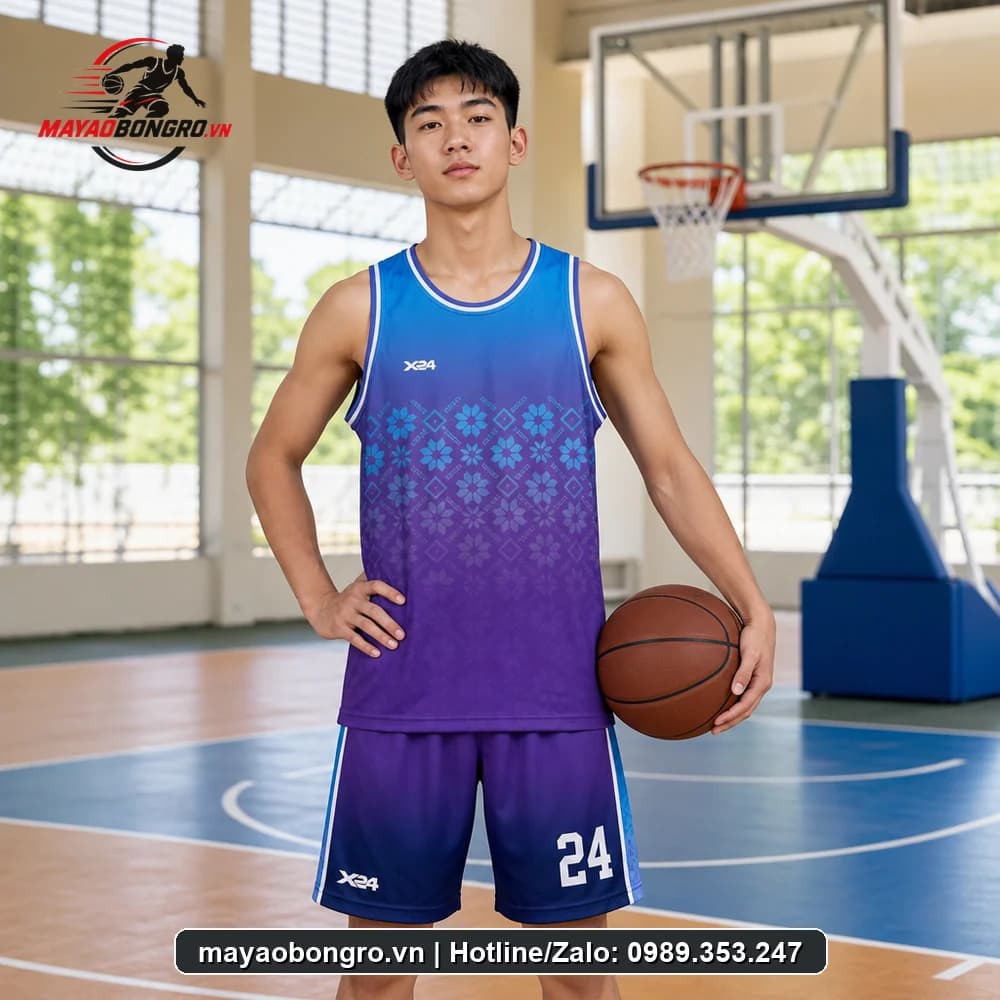 Mẫu bóng rổ tím ombre thời cho học sinh trung học phổ thông, người lớn.