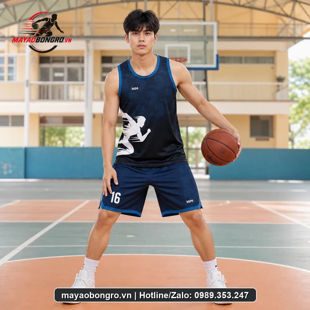 Mẫu bóng rổ tím than họa cho học sinh trung học phổ thông, người lớn.