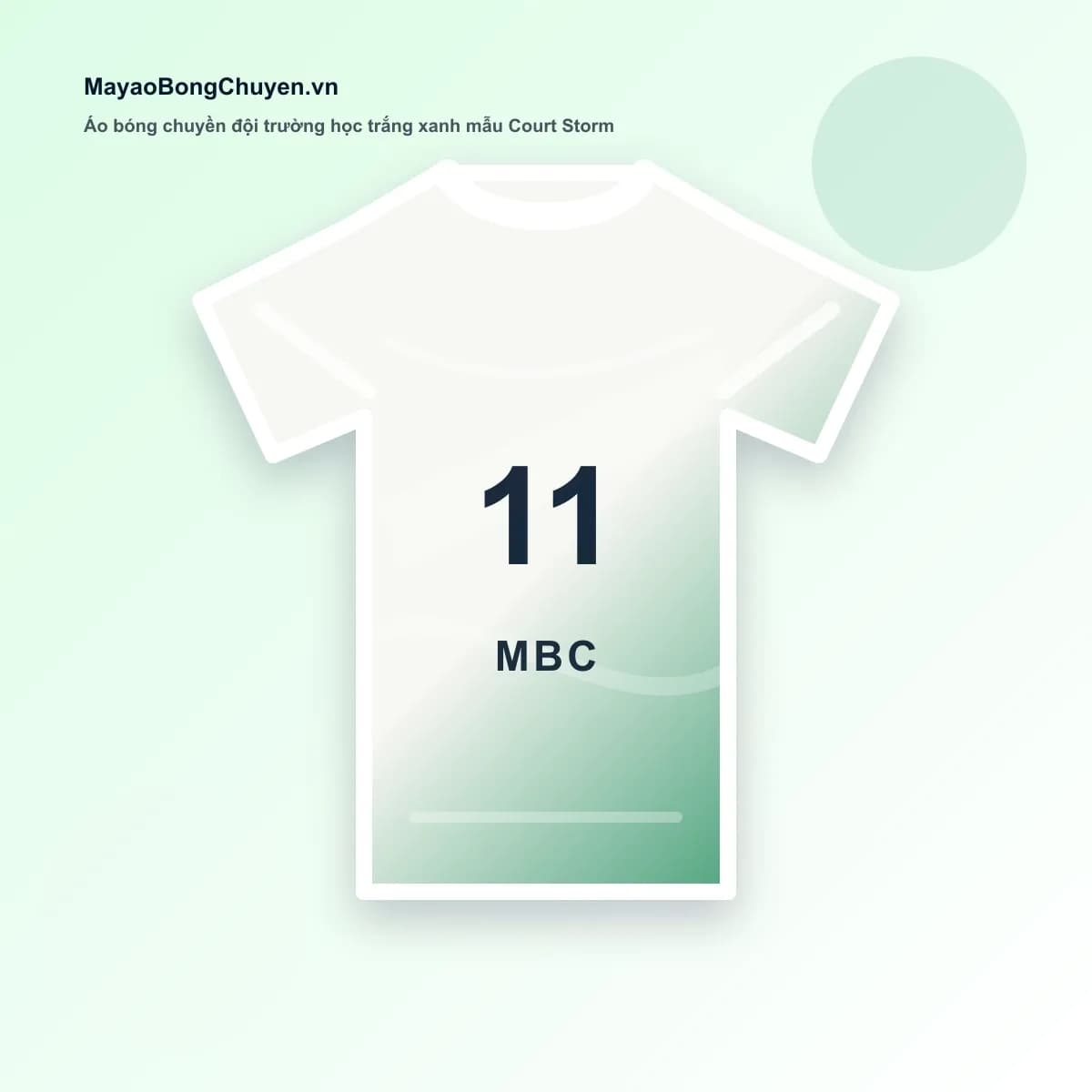 Áo bóng chuyền đội trường học trắng xanh mẫu Court Storm – Mã MBC-SAMPLE-028
