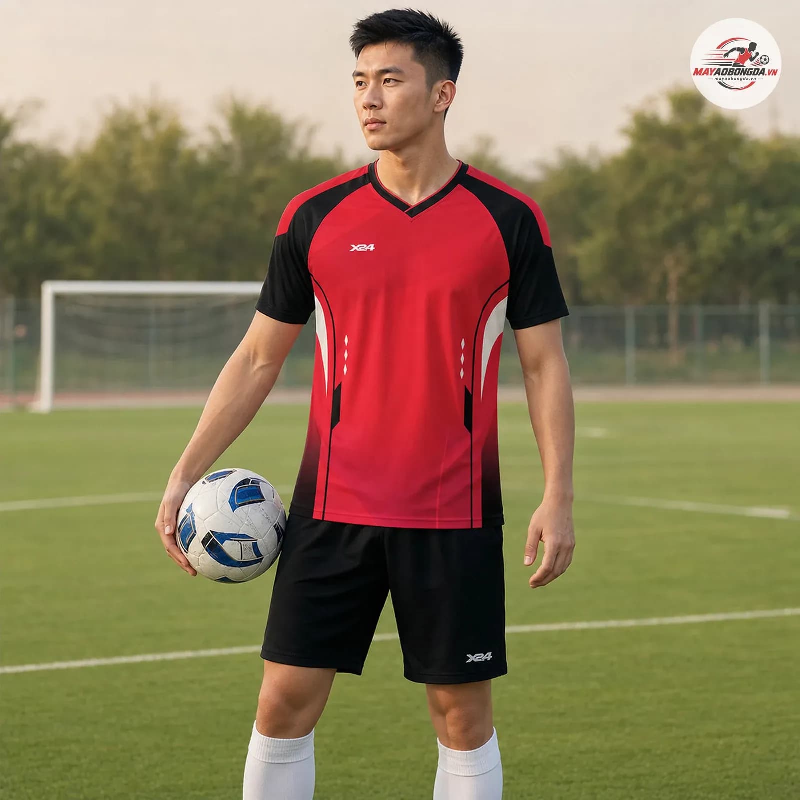 Vortex Jersey Design – Mẫu Áo Bóng Đá Không Logo Màu Đỏ Nổi Bật – Mã X24-SRC-BD-3725