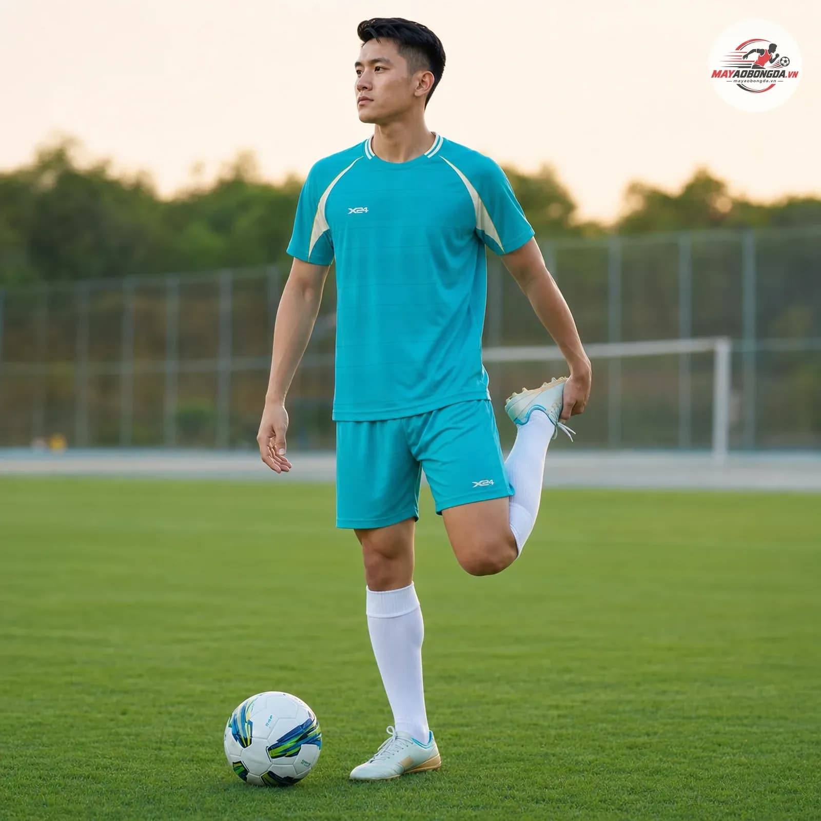 Áo bóng đá VESTRA xanh ngọc phối kem – Thoáng mát, thời trang & lý tưởng cho thi đấu – Mã X24-SRC-BD-3724