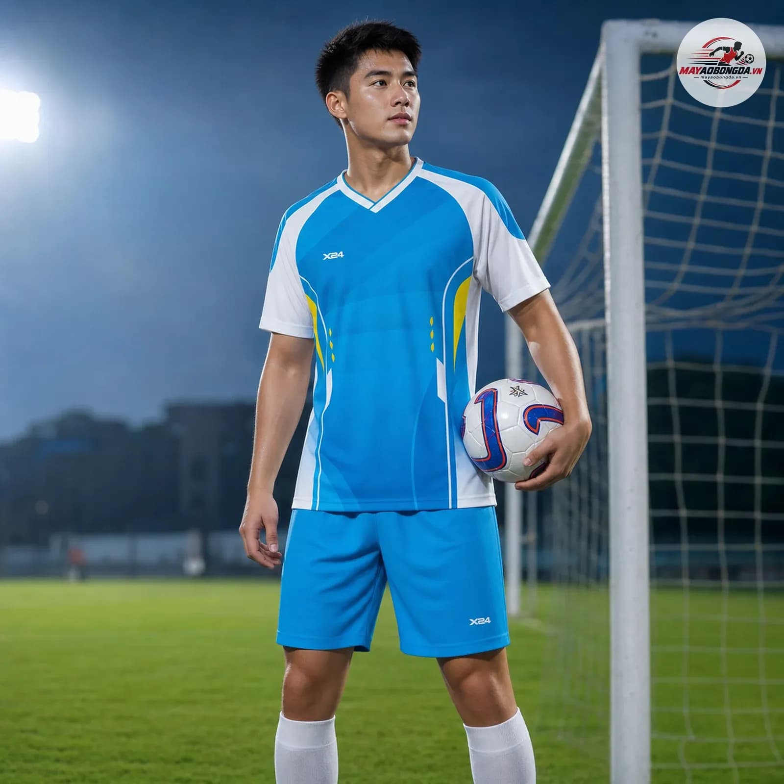 Vortex Jersey Design Xanh Ya – Áo Bóng Đá Không Logo Màu Xanh Dương Đậm – Mã X24-SRC-BD-3729