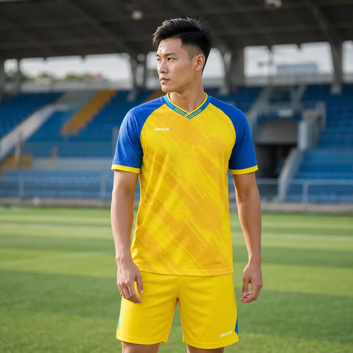Quần Áo Bóng Đá Không Logo Grave Màu Vàng – Mã X24-SRC-BD-3694