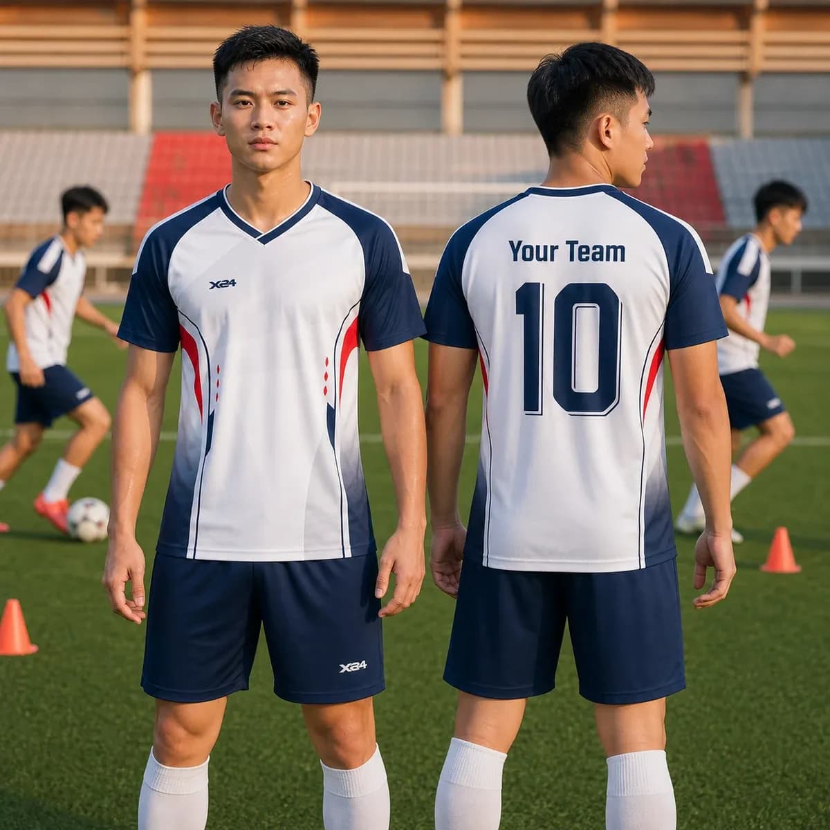 Áo Bóng Đá Không Logo Màu Trắng Vortex Jersey Design – Mã X24-SRC-BD-3727