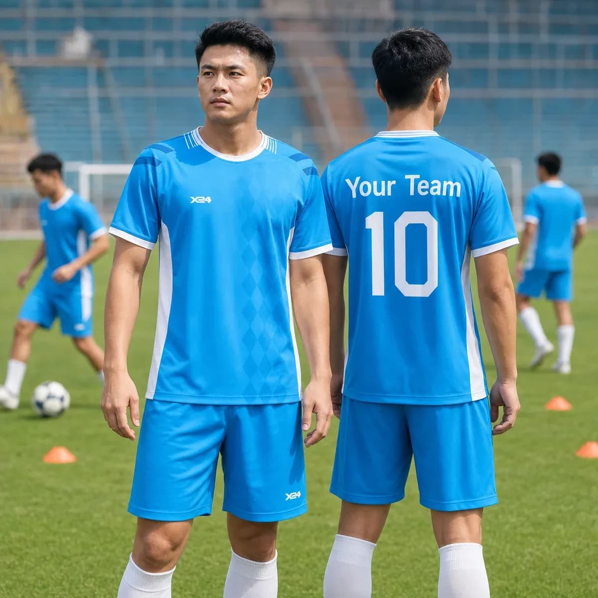 Áo bóng đá nam không logo GRAVIX màu xanh da trời – Mã X24-SRC-BD-3733