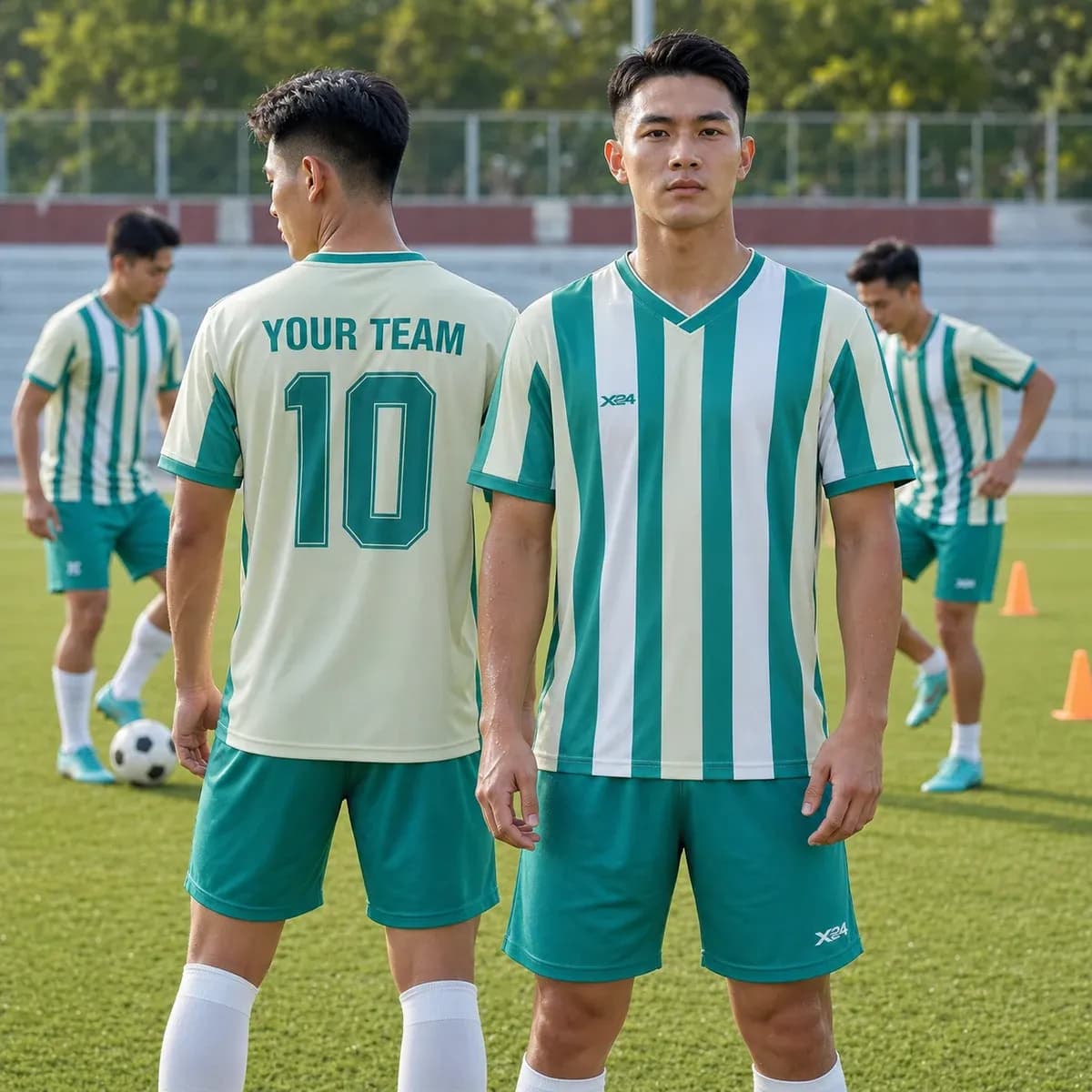 Áo bóng đá Zentor màu xanh lý phối trắng – Thanh thoát và năng động – Mã X24-SRC-BD-3739