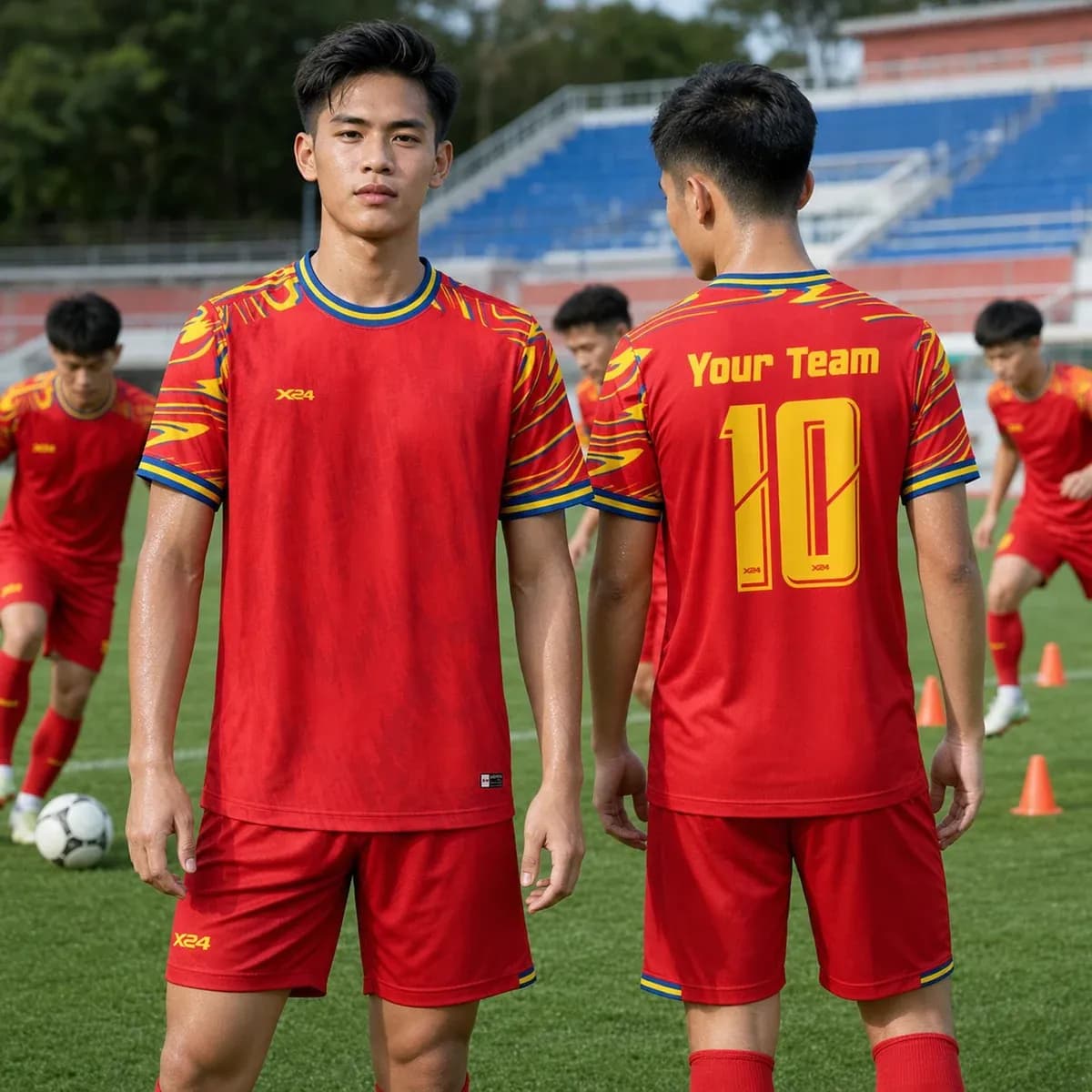 Áo bóng đá X24 EAGLE đỏ tươi – Thiết kế năng động, nổi bật trên sân cỏ – Mã X24-SRC-BD-3753