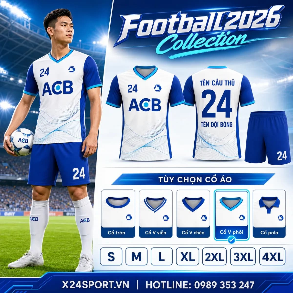 Áo bóng đá ngân hàng ACB 2026 – Mã X24-MABD-ACB-001