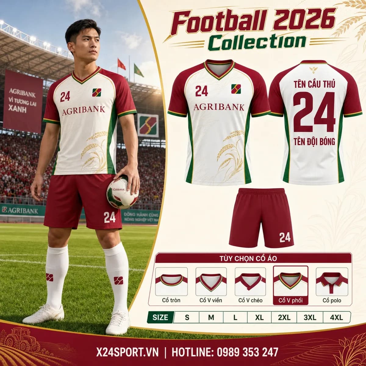 Áo bóng đá ngân hàng Agribank 2026 – Mã X24-MABD-AGR-001