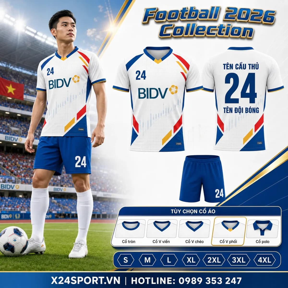 Áo bóng đá ngân hàng BIDV 2026 – Mã X24-MABD-BIDV-001