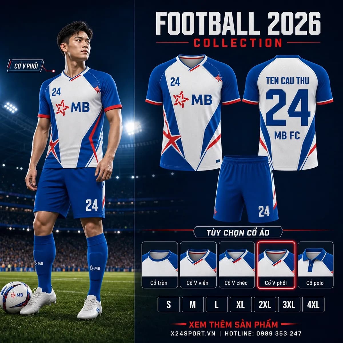 Áo bóng đá ngân hàng MB Bank 2026 – Mã X24-MABD-MB-001