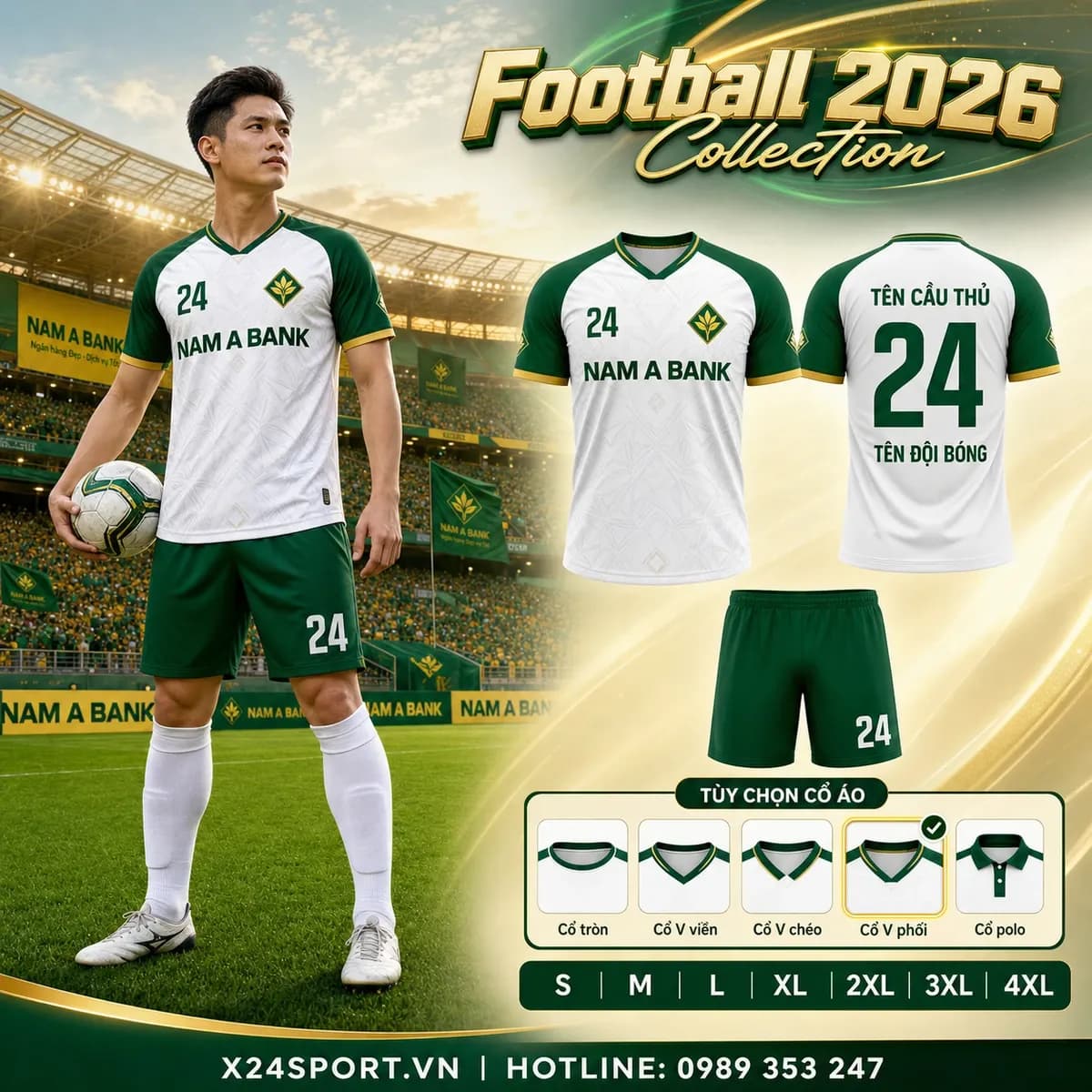 Áo bóng đá ngân hàng Nam A Bank 2026 – Mã X24-MABD-NAB-001