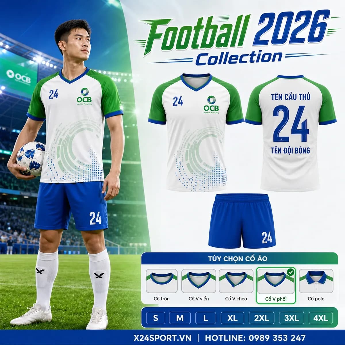Áo bóng đá ngân hàng OCB 2026 – Mã X24-MABD-OCB-001