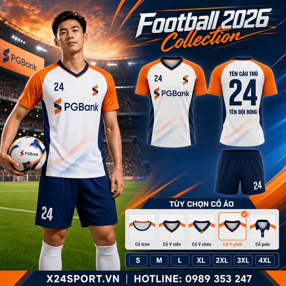 Áo bóng đá ngân hàng PGBank 2026 – Mã X24-MABD-PGB-001