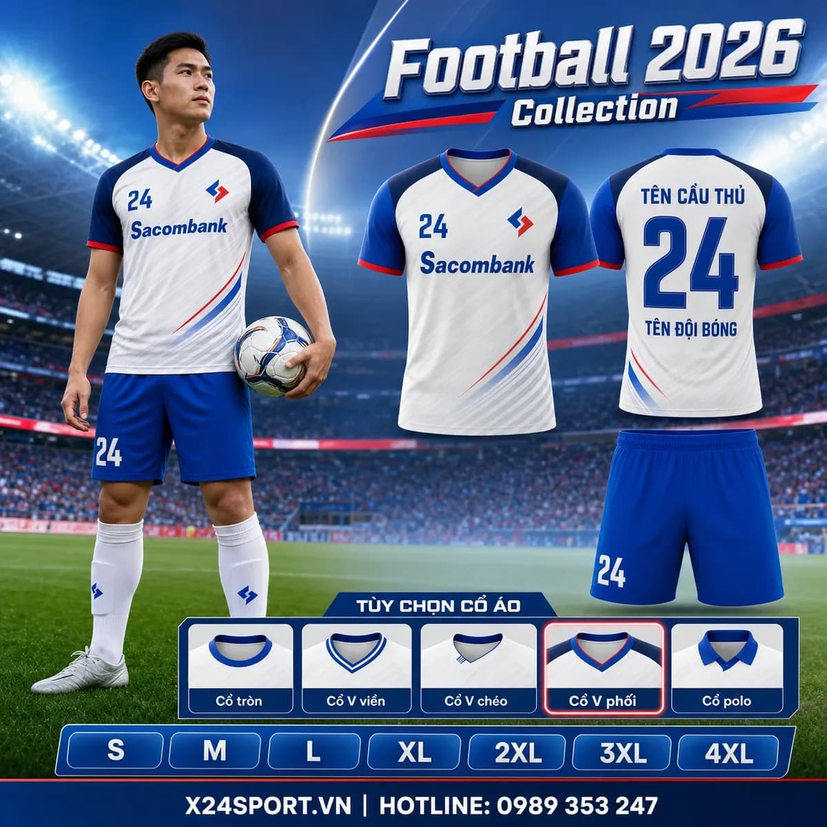 Áo bóng đá ngân hàng Sacombank 2026 – Mã X24-MABD-STB-001