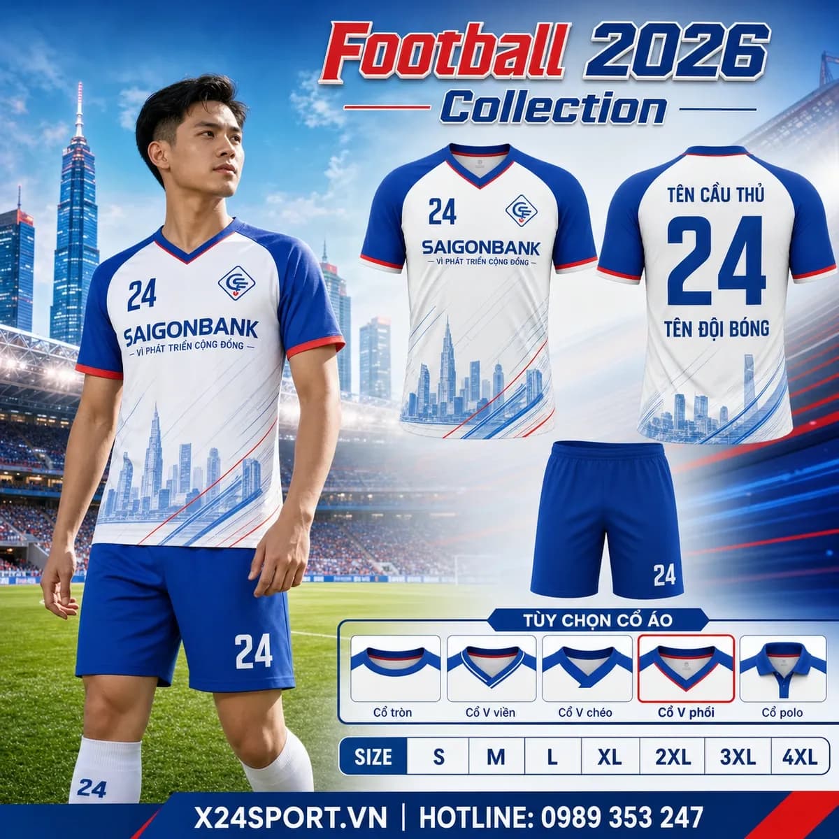 Áo bóng đá ngân hàng SaigonBank 2026 – Mã X24-MABD-SGB-001