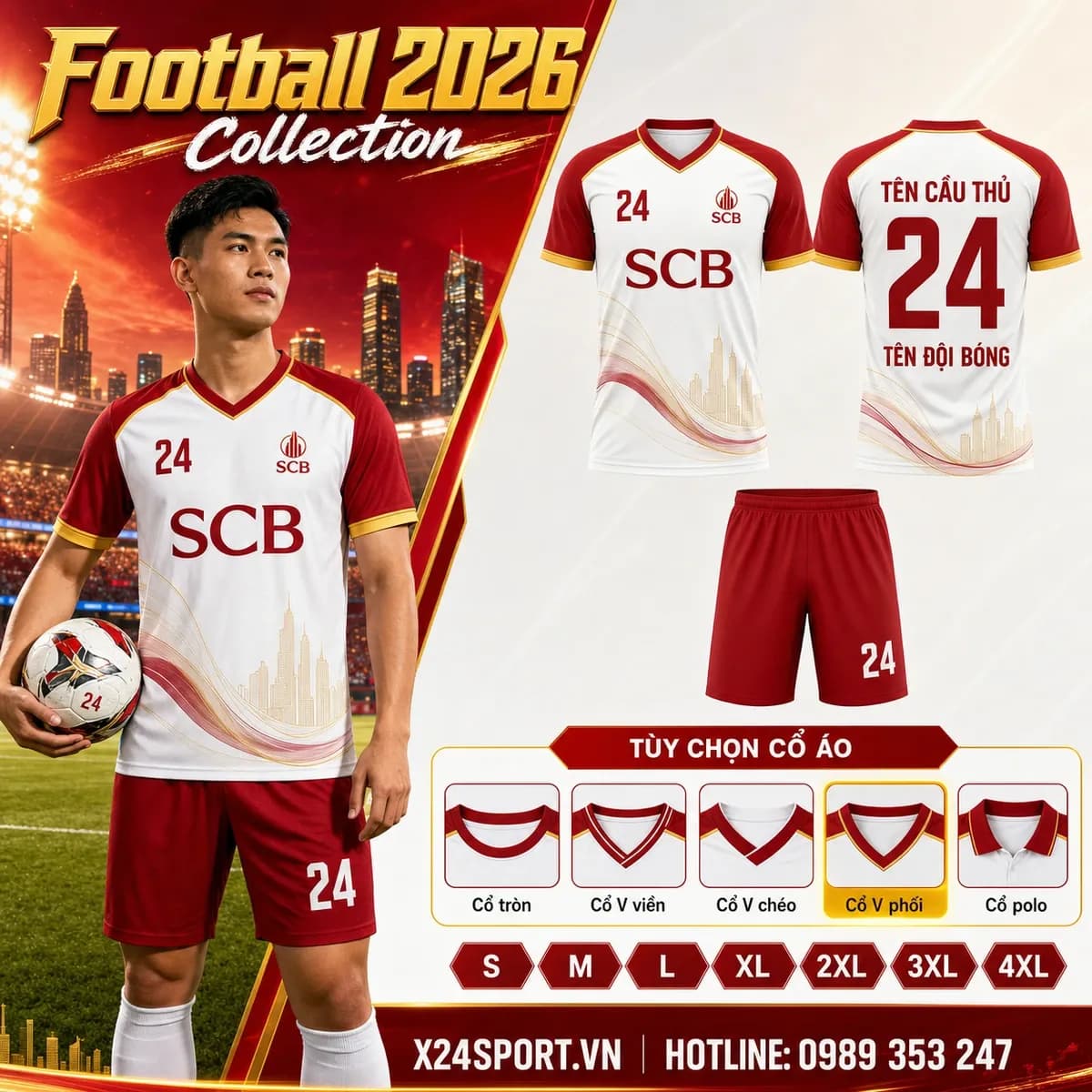 Áo bóng đá ngân hàng SCB 2026 – Mã X24-MABD-SCB-001