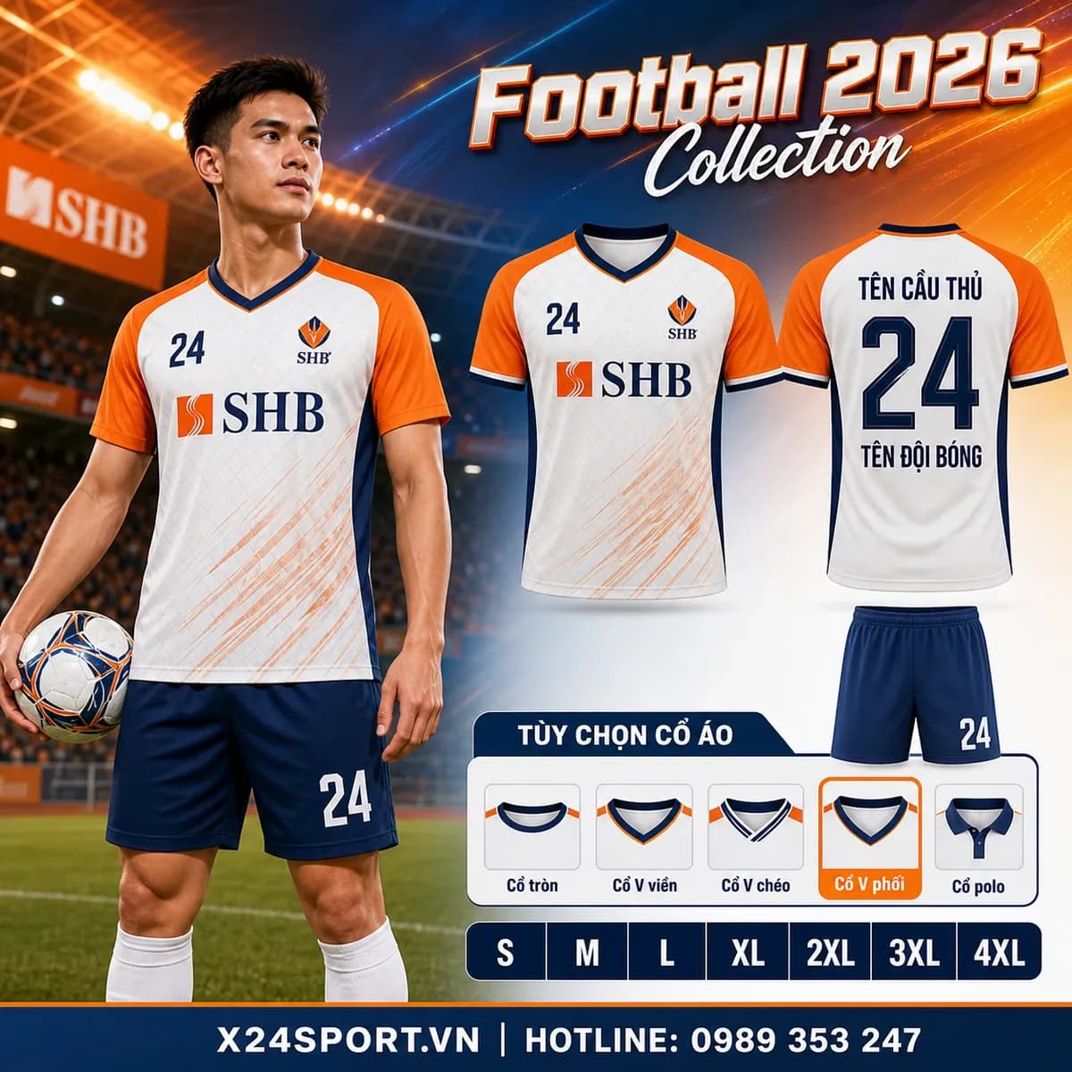Áo bóng đá ngân hàng SHB 2026 – Mã X24-MABD-SHB-001