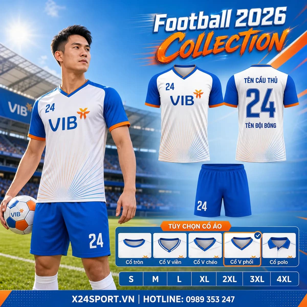 Áo bóng đá ngân hàng VIB 2026 – Mã X24-MABD-VIB-001