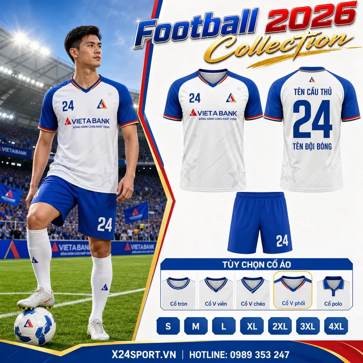Áo bóng đá ngân hàng VietABank 2026 – Mã X24-MABD-VAB-001