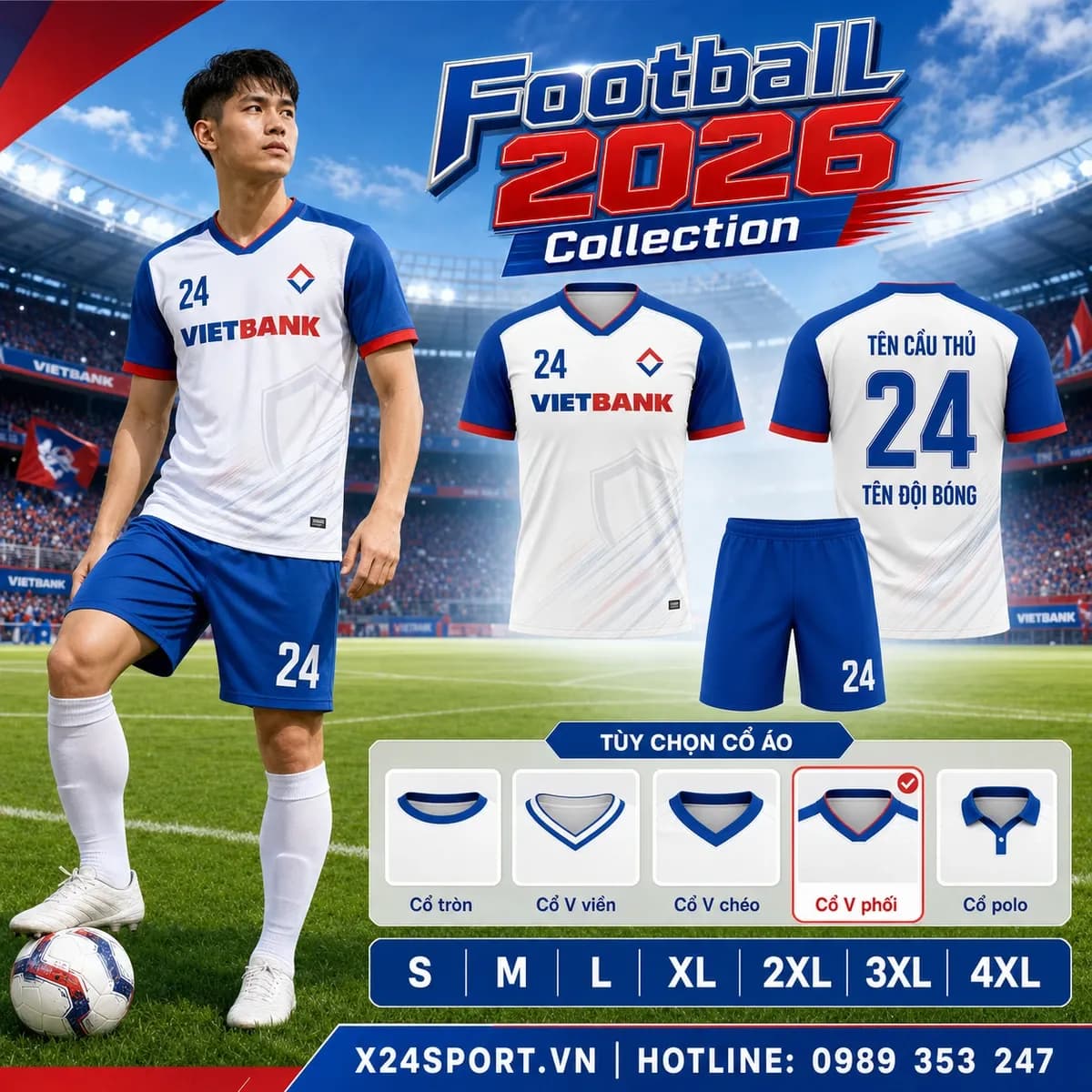 Áo bóng đá ngân hàng VietBank 2026 – Mã X24-MABD-VB-001