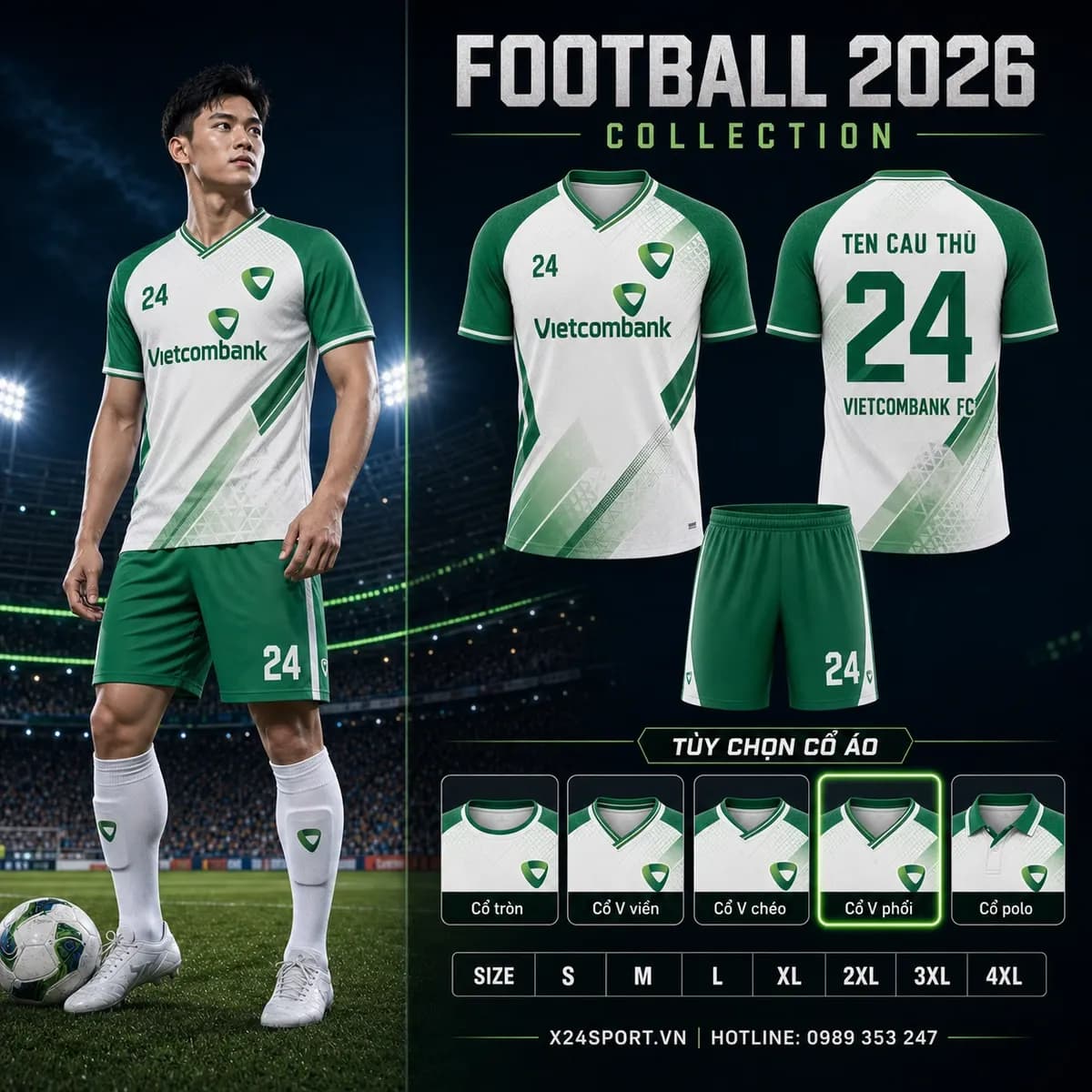 Áo bóng đá ngân hàng Vietcombank 2026 – Mã X24-MABD-VCB-001