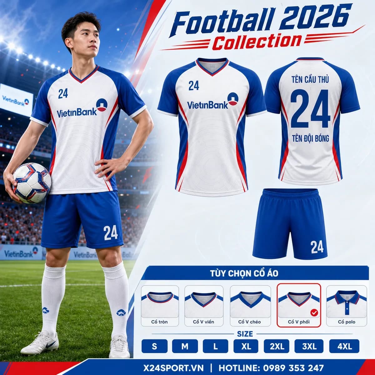 Áo bóng đá ngân hàng VietinBank 2026 – Mã X24-MABD-CTG-001