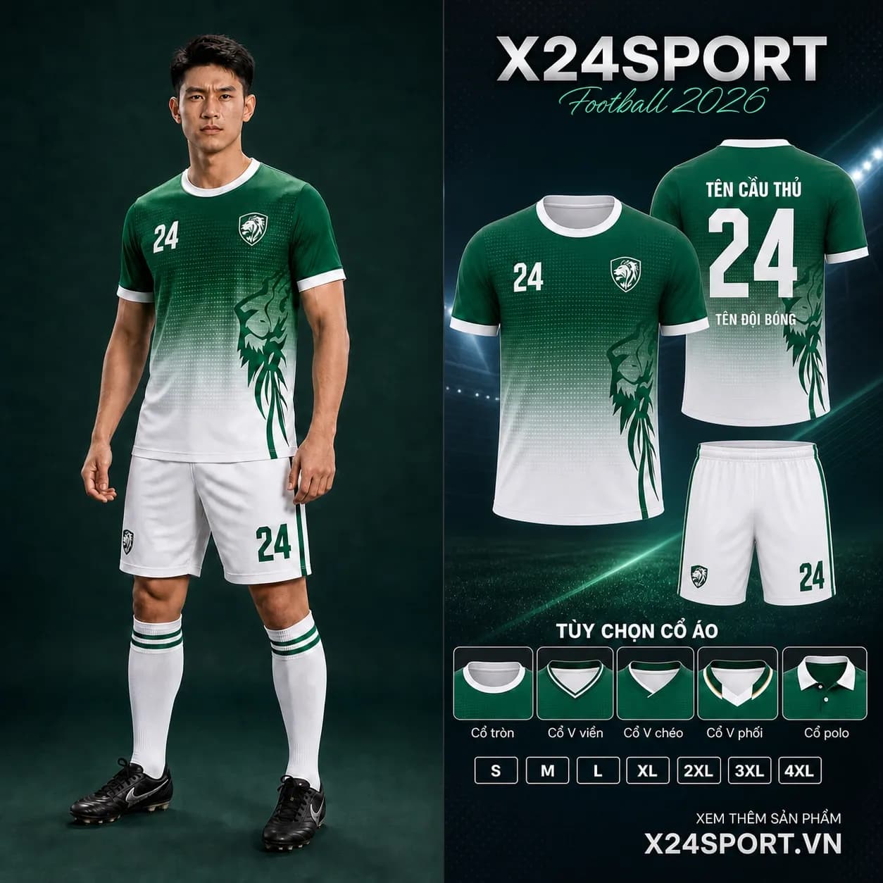 Áo bóng đá thiết kế 2026 mẫu 020 - trắng phối cam – Mã X24-MABD-2026-020