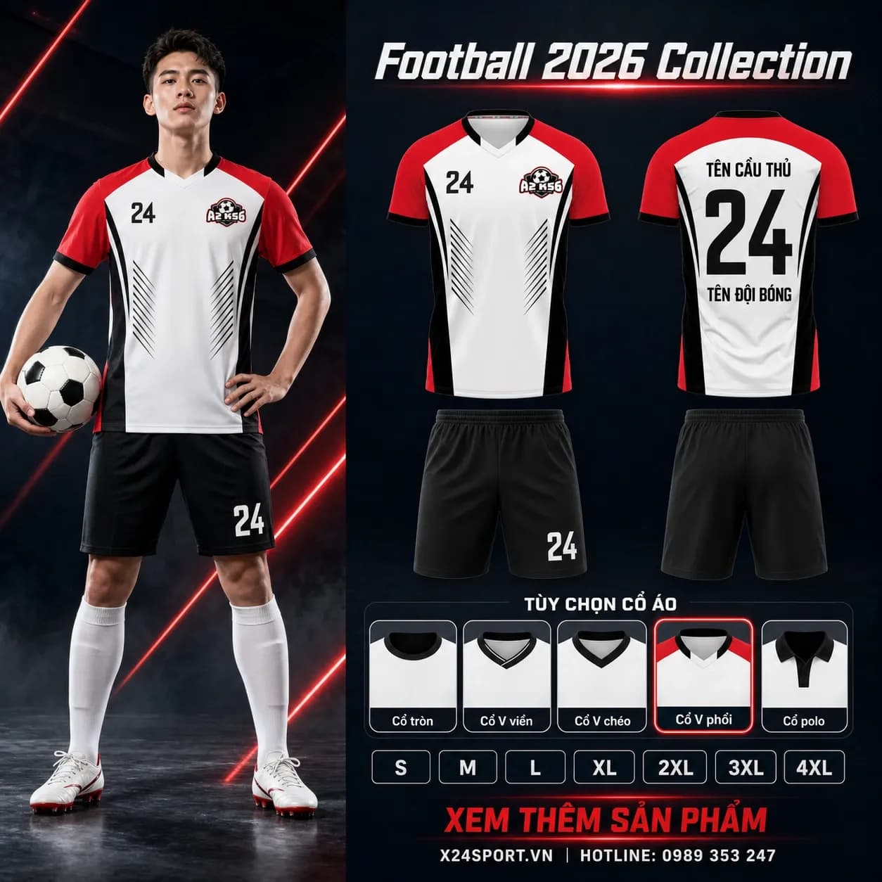 Áo bóng đá thiết kế 2026 mẫu 025 - đen phối hồng tím – Mã X24-MABD-2026-025