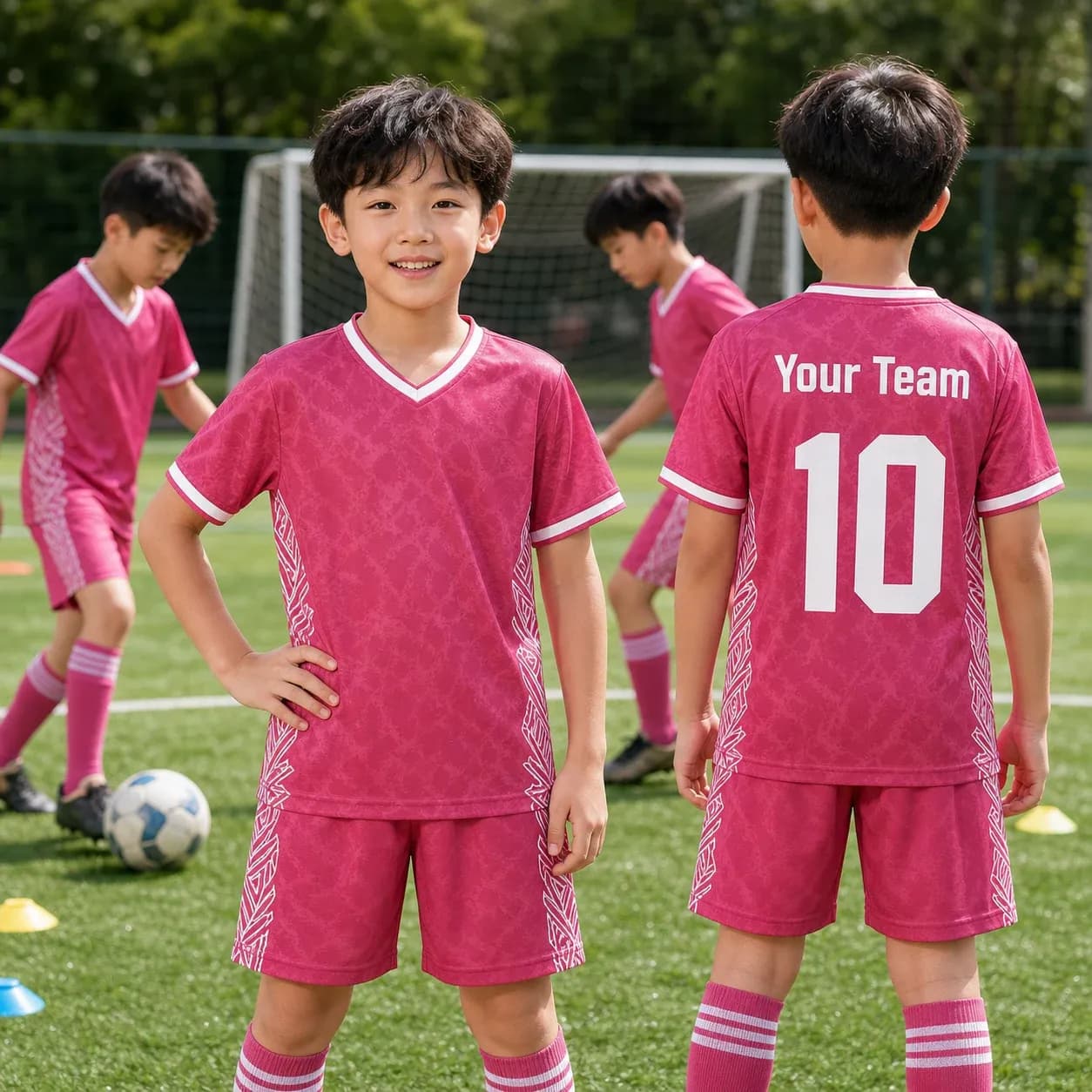 Áo bóng đá trẻ em X24-BĐ-25 màu Hồng – Mã X24-BD-DBX-KID-016