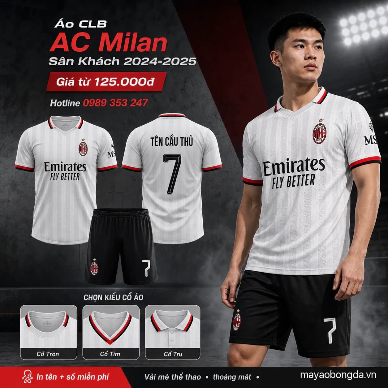 Áo CLB AC Milan Sân Khách 2024-2025 – Mã MBĐ-WP-976