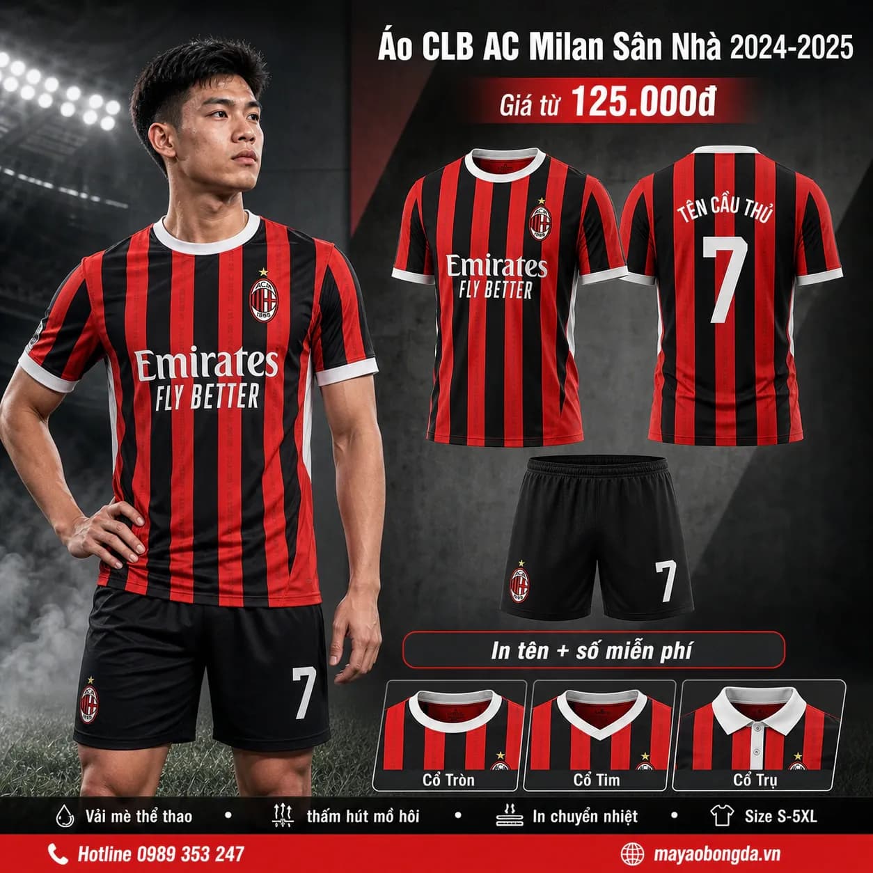 Áo CLB AC Milan Sân Nhà 2024-2025 – Mã MBĐ-WP-979